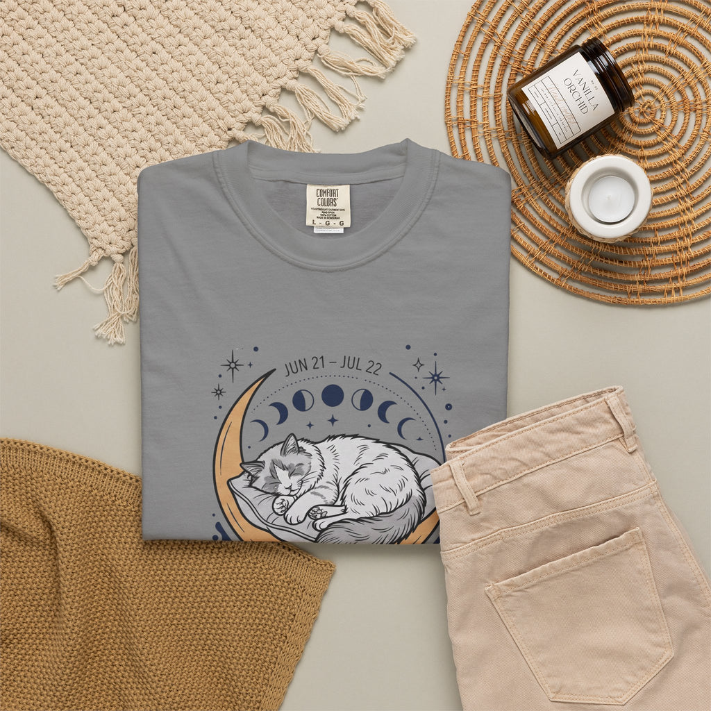 Cancer Zodiac T-Shirt — Sensitive, Home-Loving, Nurturing Cat Design