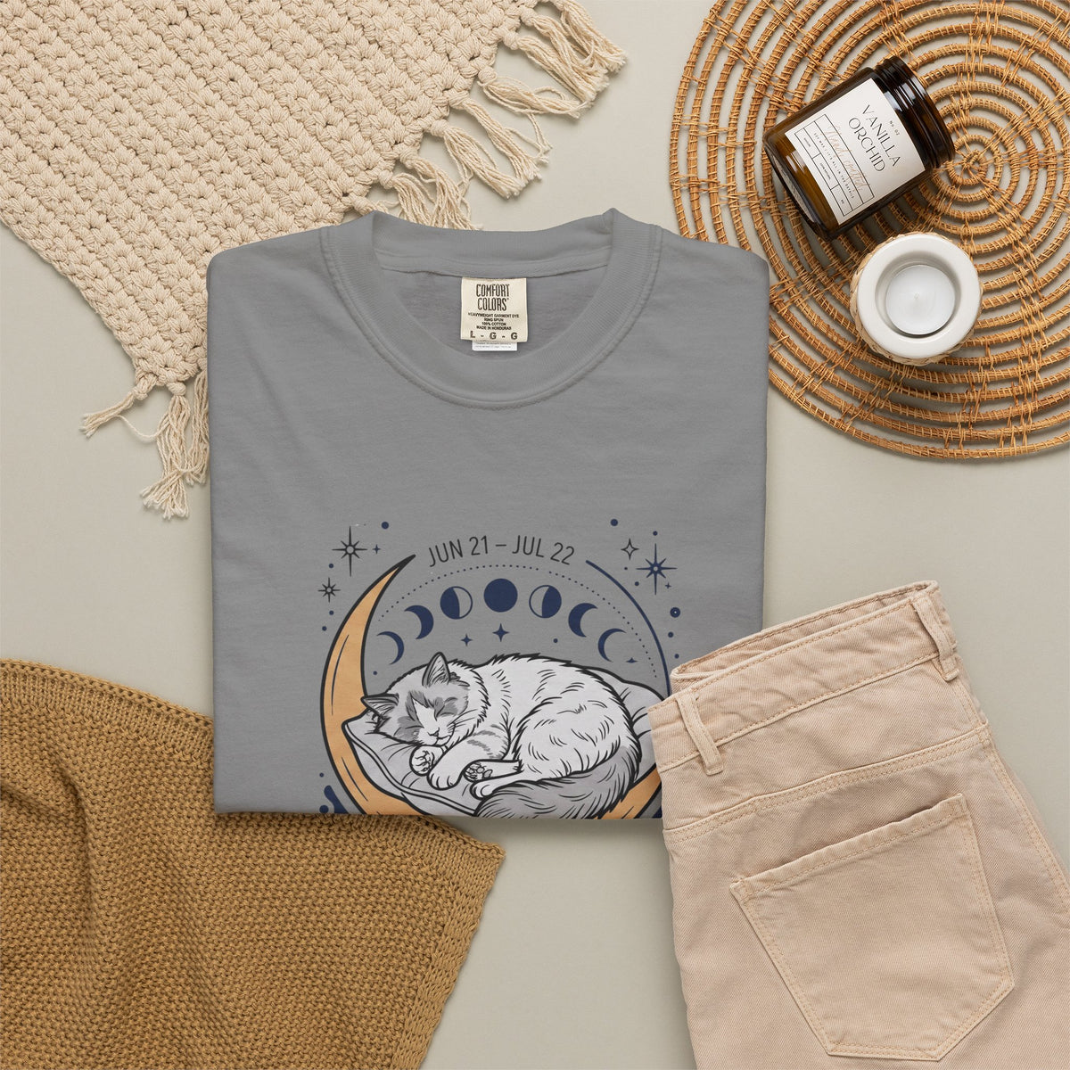 Cancer Zodiac T-Shirt — Sensitive, Home-Loving, Nurturing Cat Design