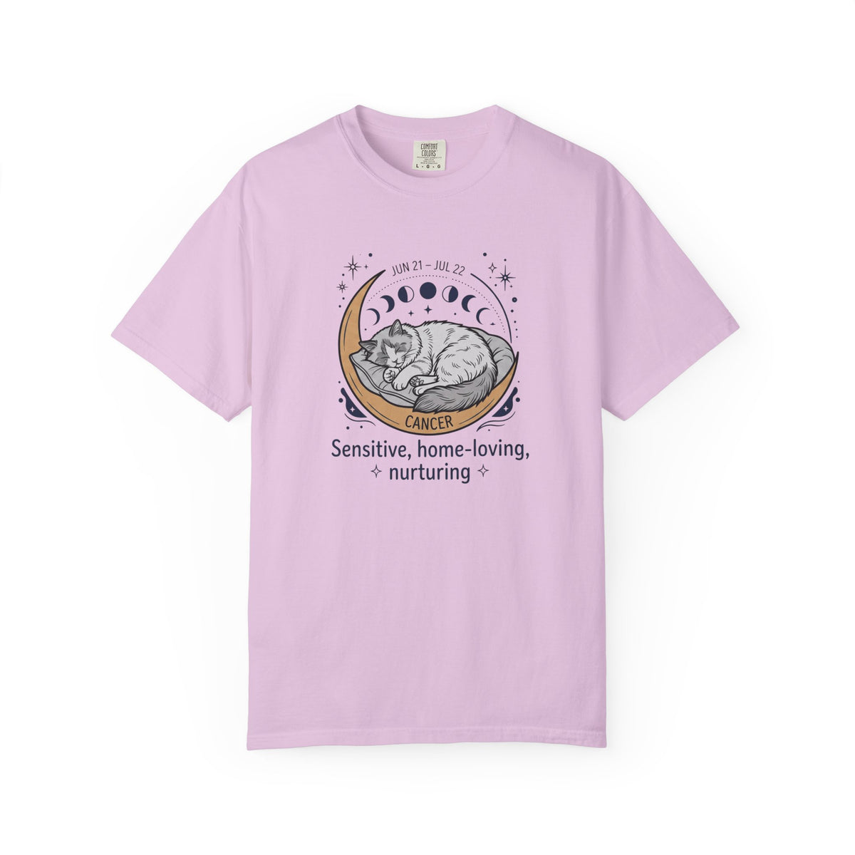 Cancer Zodiac T-Shirt — Sensitive, Home-Loving, Nurturing Cat Design
