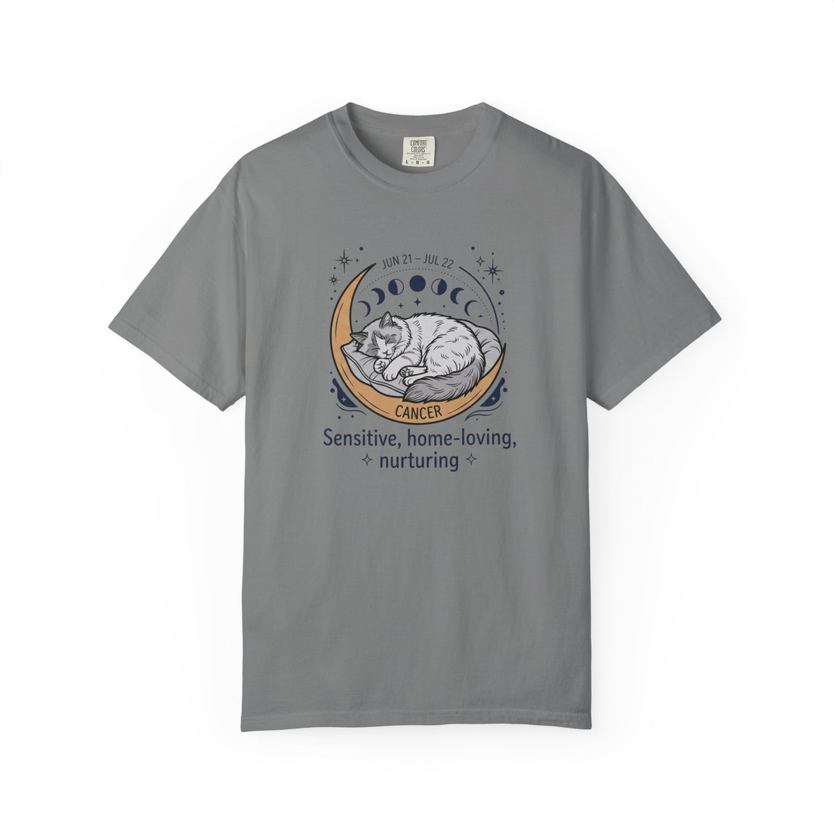 Cancer Zodiac T-Shirt — Sensitive, Home-Loving, Nurturing Cat Design