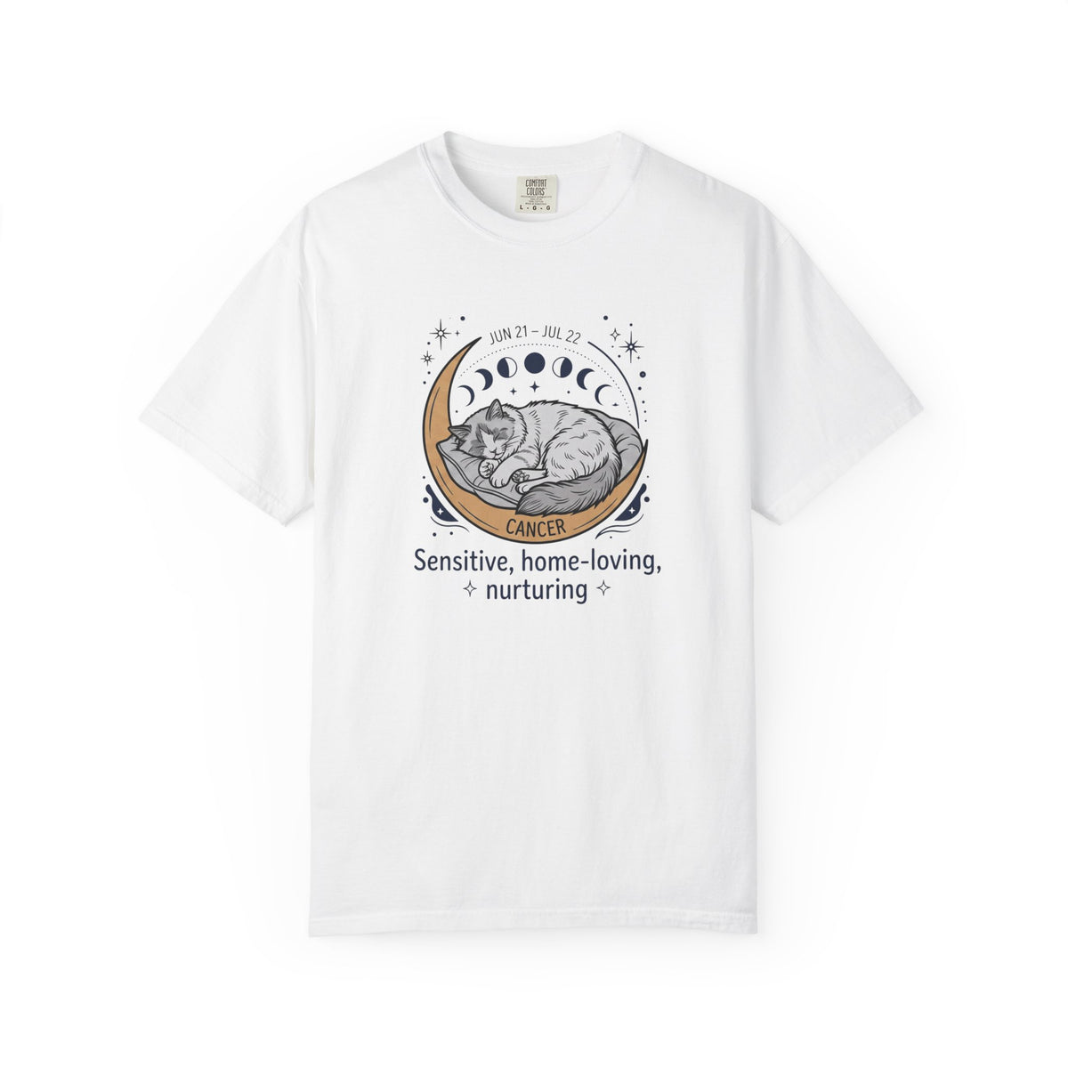 Cancer Zodiac T-Shirt — Sensitive, Home-Loving, Nurturing Cat Design