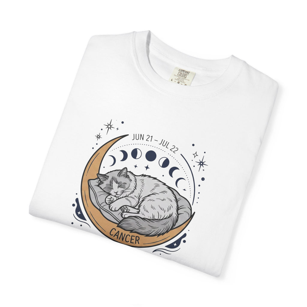 Cancer Zodiac T-Shirt — Sensitive, Home-Loving, Nurturing Cat Design