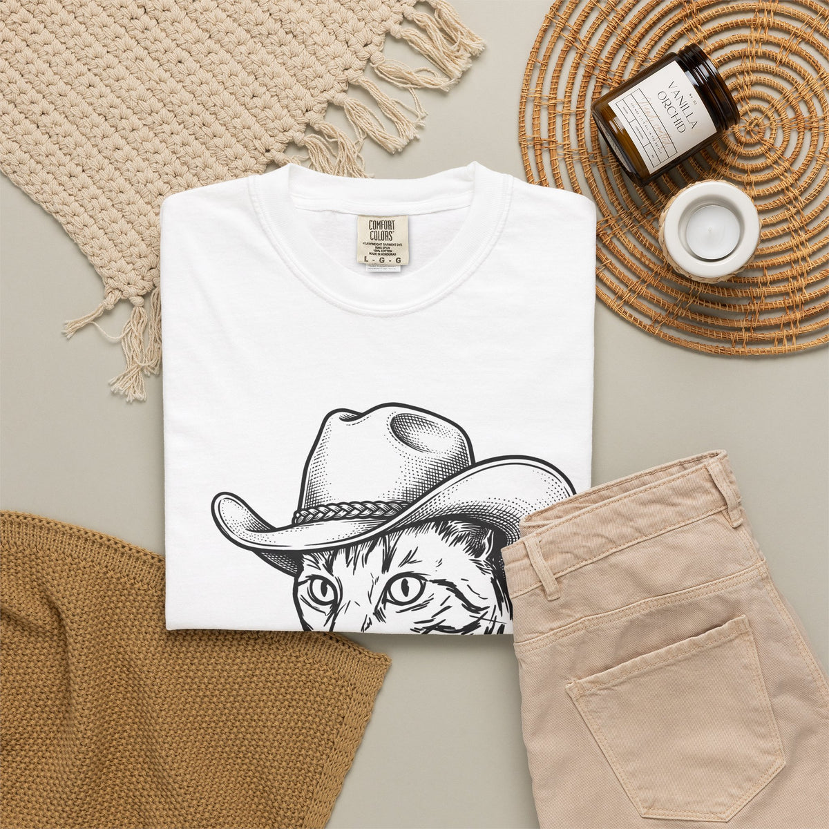 Cowboy Cat T-Shirt — Western Cat Illustration Tee