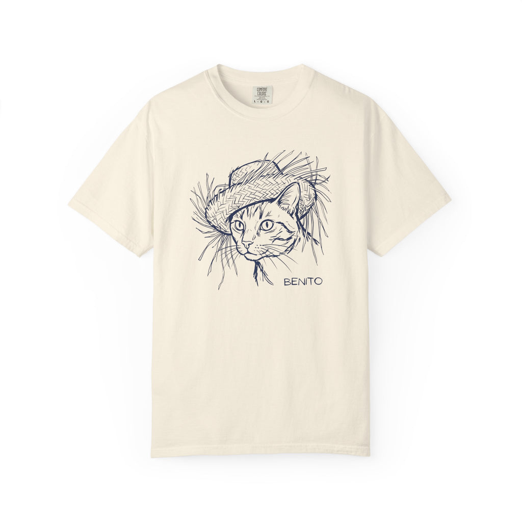 Benito Cat Proudly Wearing Classic Puerto Rican Straw Hat T-Shirt
