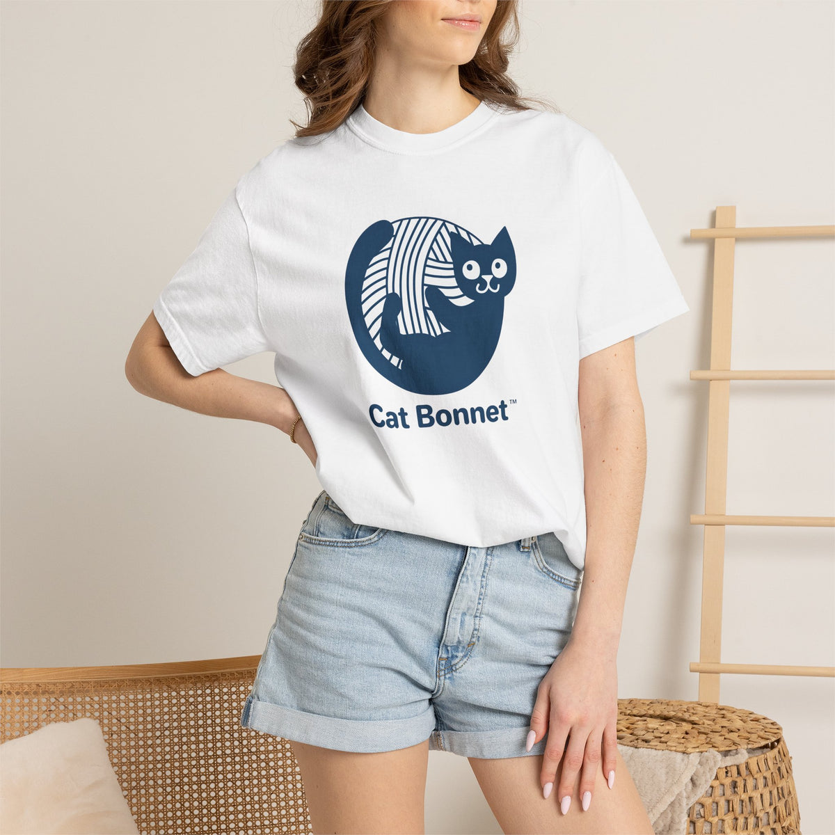 Cat Bonnet  — Cute Yarn Cat Graphic Tee