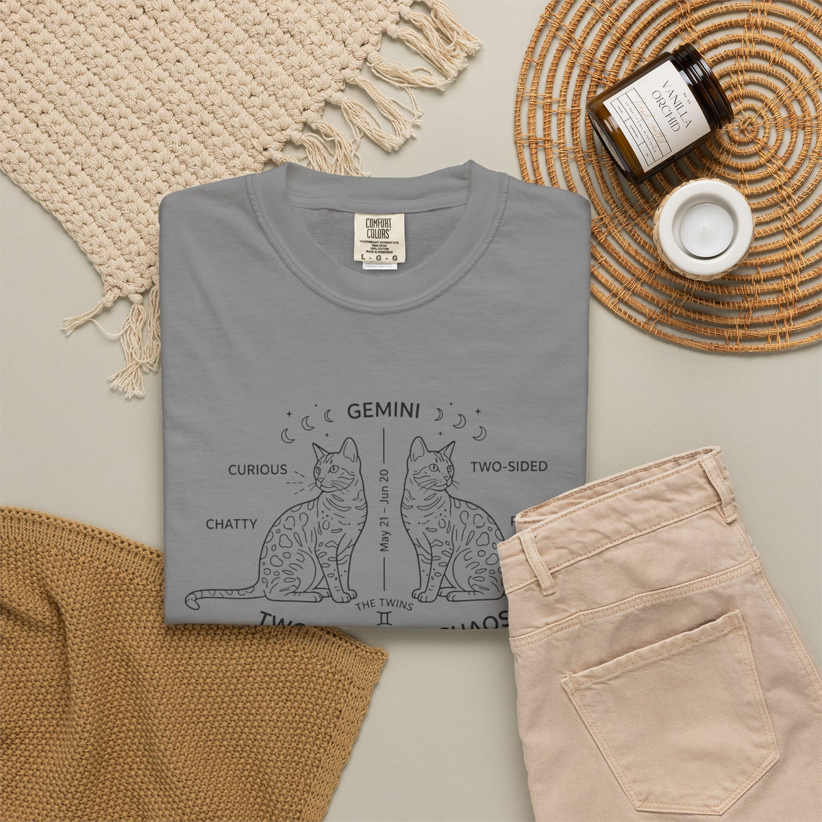 Gemini Cats T-Shirt — "Two Cats, One Chaos" Zodiac Tee