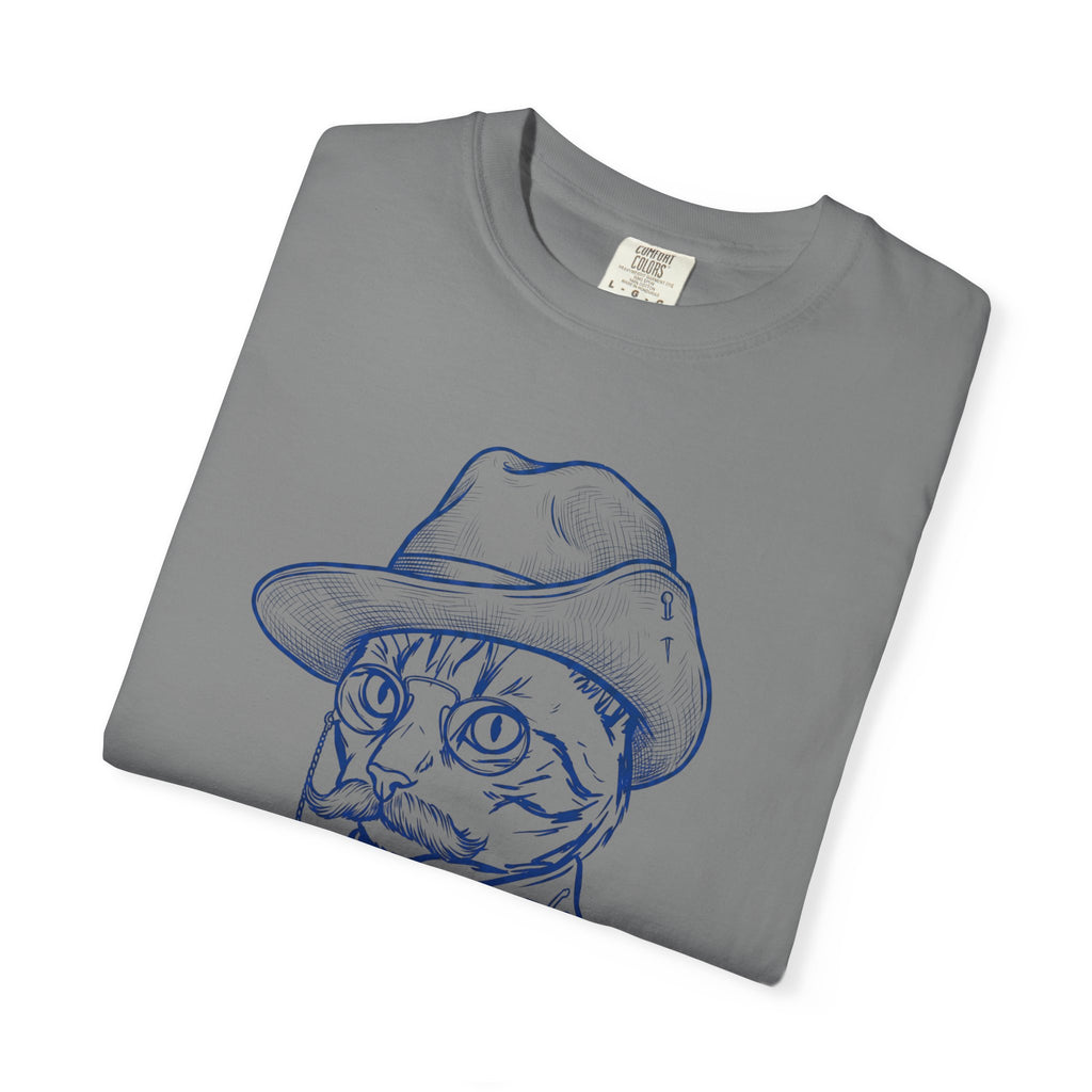 Teddy the Cat T-Shirt — Vintage Line Art Cat as Teddy Roosevelt