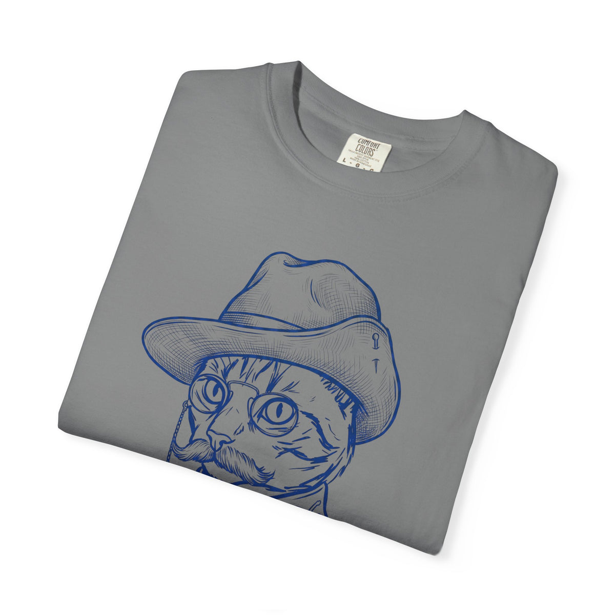 Teddy the Cat T-Shirt — Vintage Line Art Cat as Teddy Roosevelt