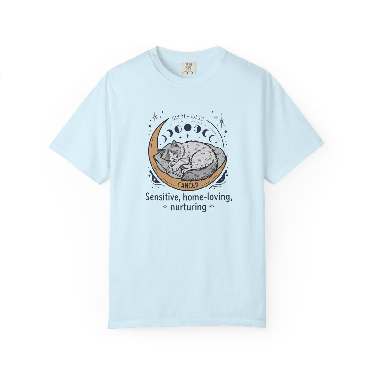 Cancer Zodiac T-Shirt — Sensitive, Home-Loving, Nurturing Cat Design
