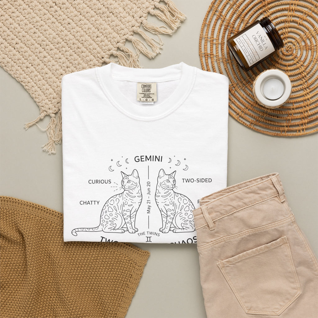 Gemini Cats T-Shirt — "Two Cats, One Chaos" Zodiac Tee