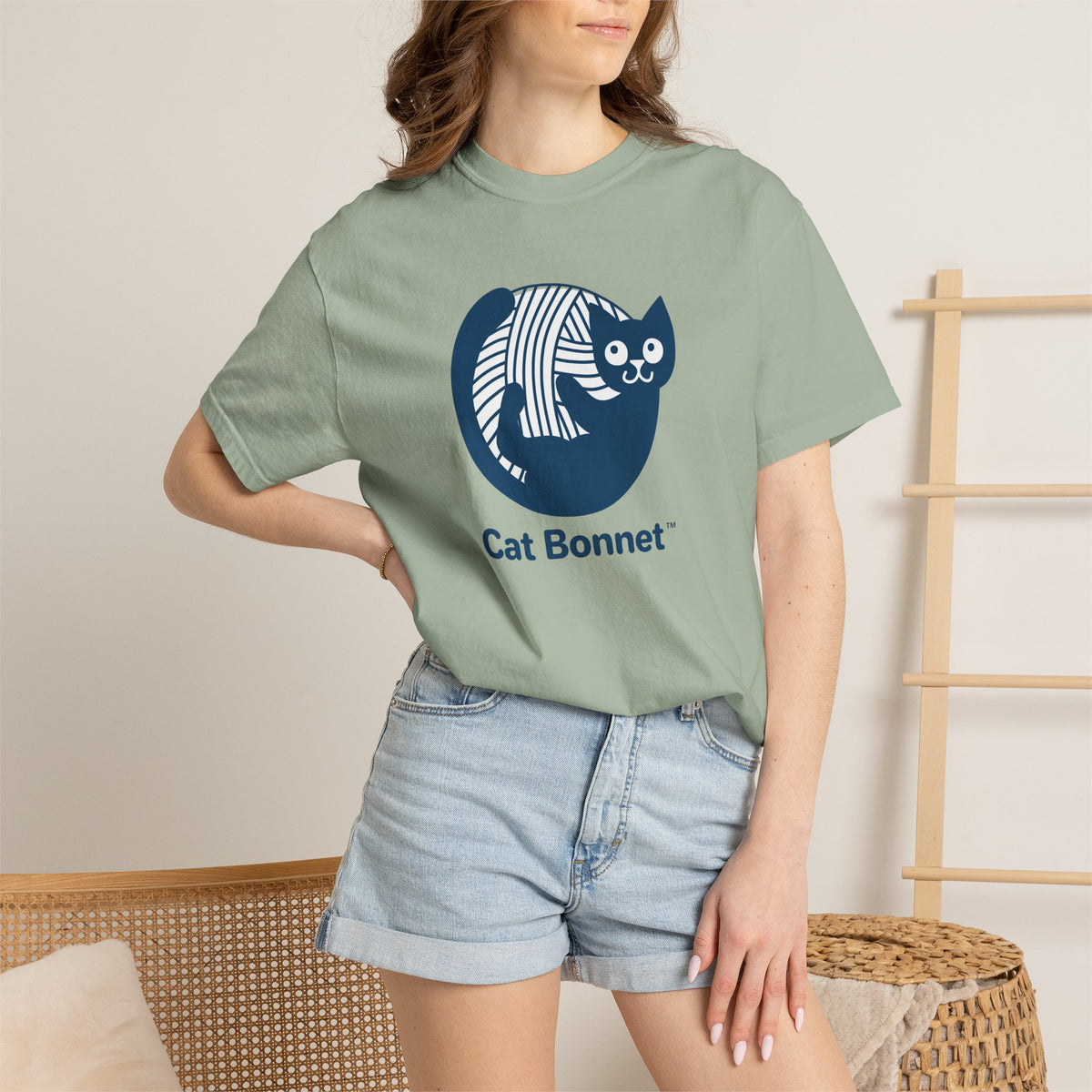 Cat Bonnet  — Cute Yarn Cat Graphic Tee