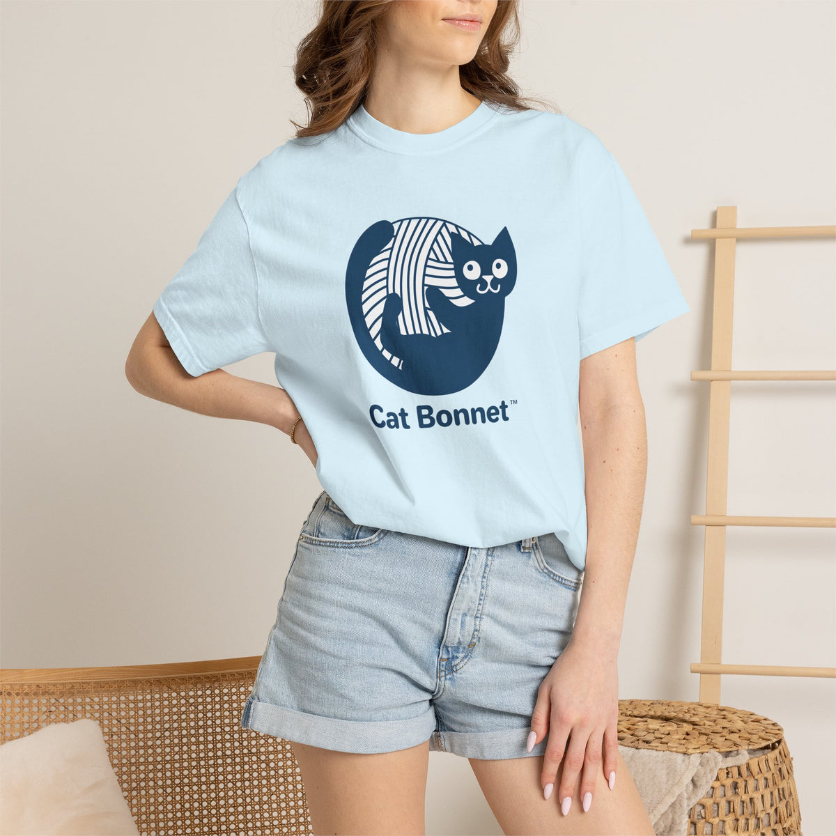 Cat Bonnet  — Cute Yarn Cat Graphic Tee