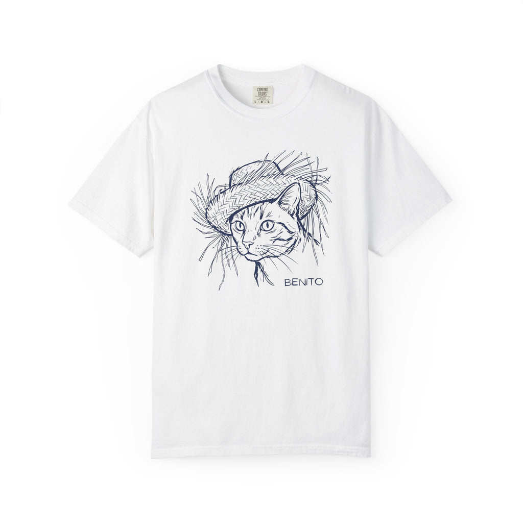 Benito Cat Proudly Wearing Classic Puerto Rican Straw Hat T-Shirt