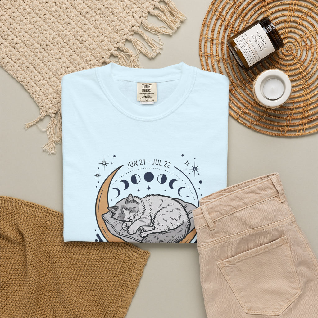 Cancer Zodiac T-Shirt — Sensitive, Home-Loving, Nurturing Cat Design