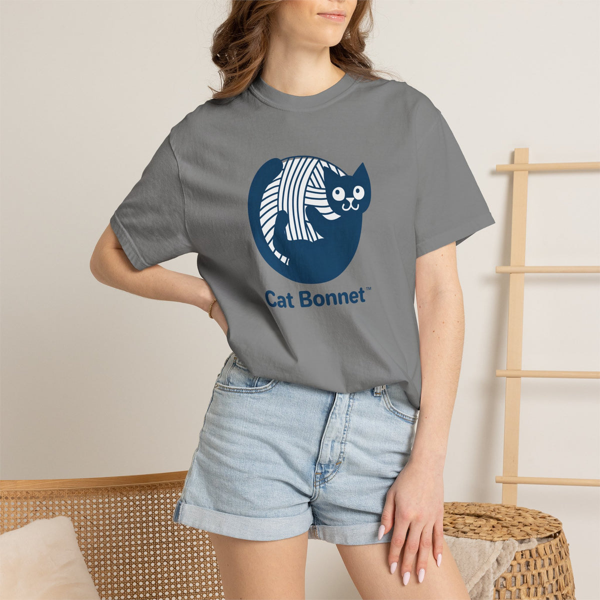 Cat Bonnet  — Cute Yarn Cat Graphic Tee
