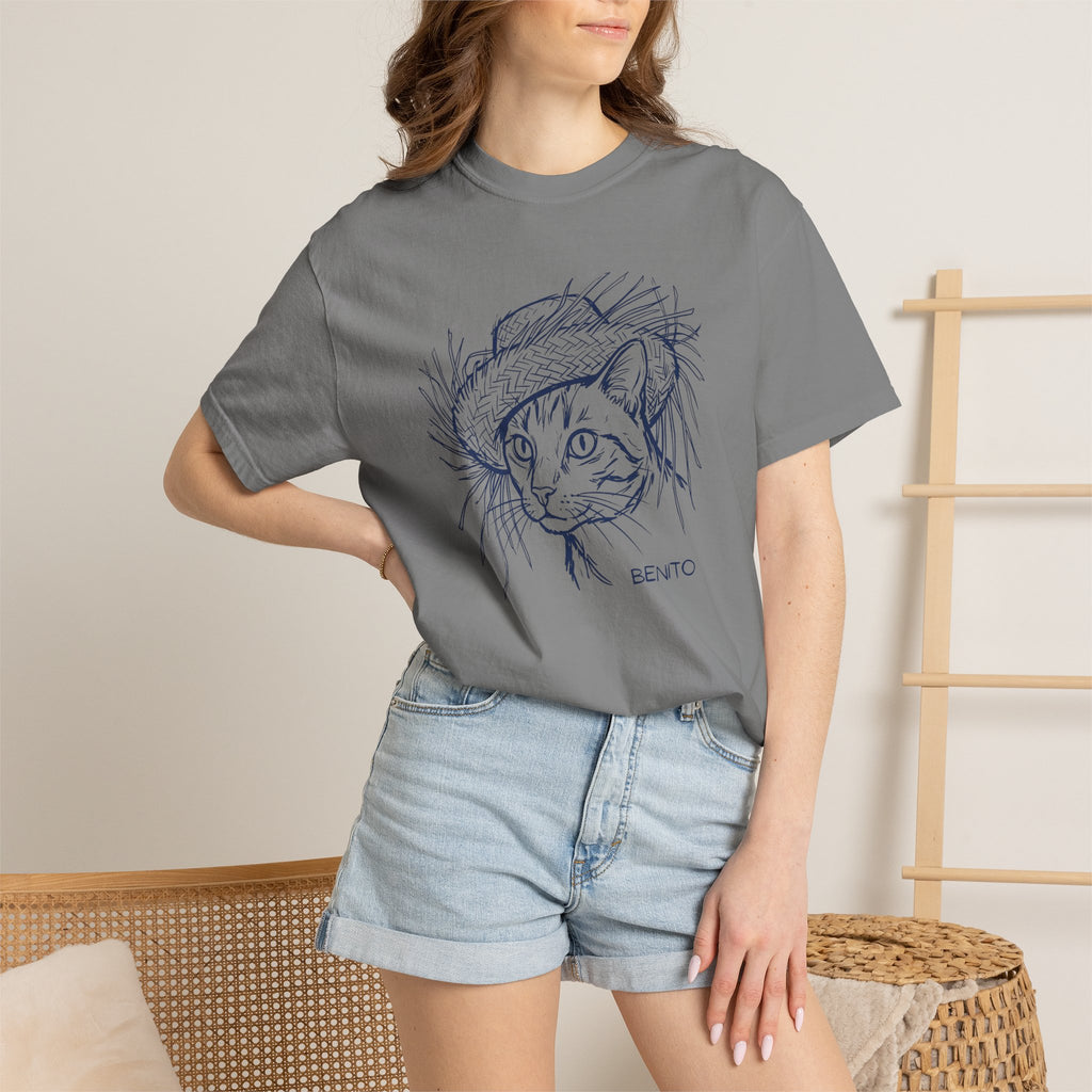 Benito Cat Proudly Wearing Classic Puerto Rican Straw Hat T-Shirt