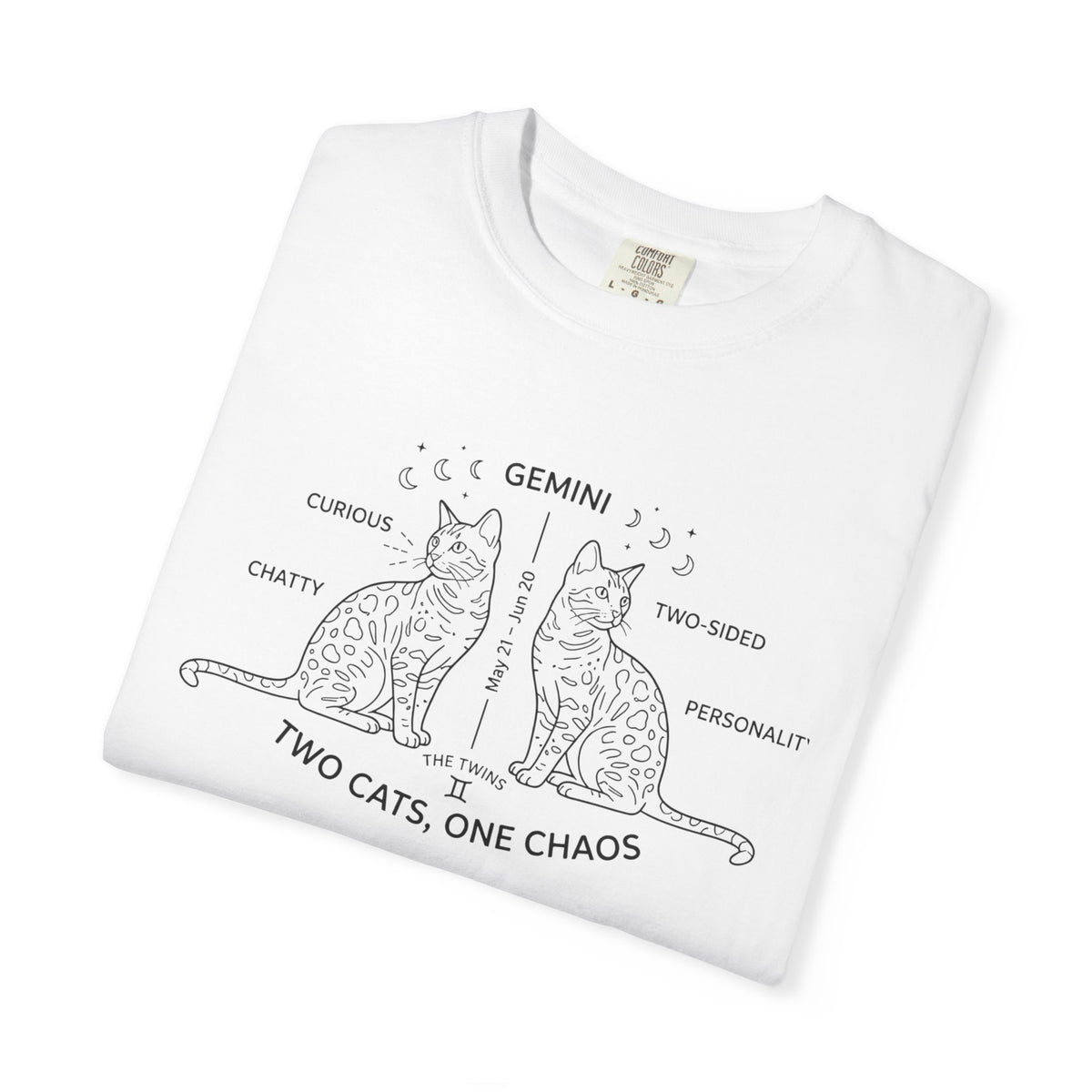 Gemini Cats T-Shirt — "Two Cats, One Chaos" Zodiac Tee