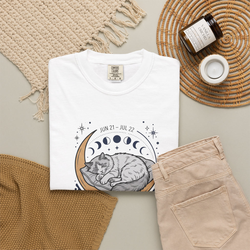 Cancer Zodiac T-Shirt — Sensitive, Home-Loving, Nurturing Cat Design