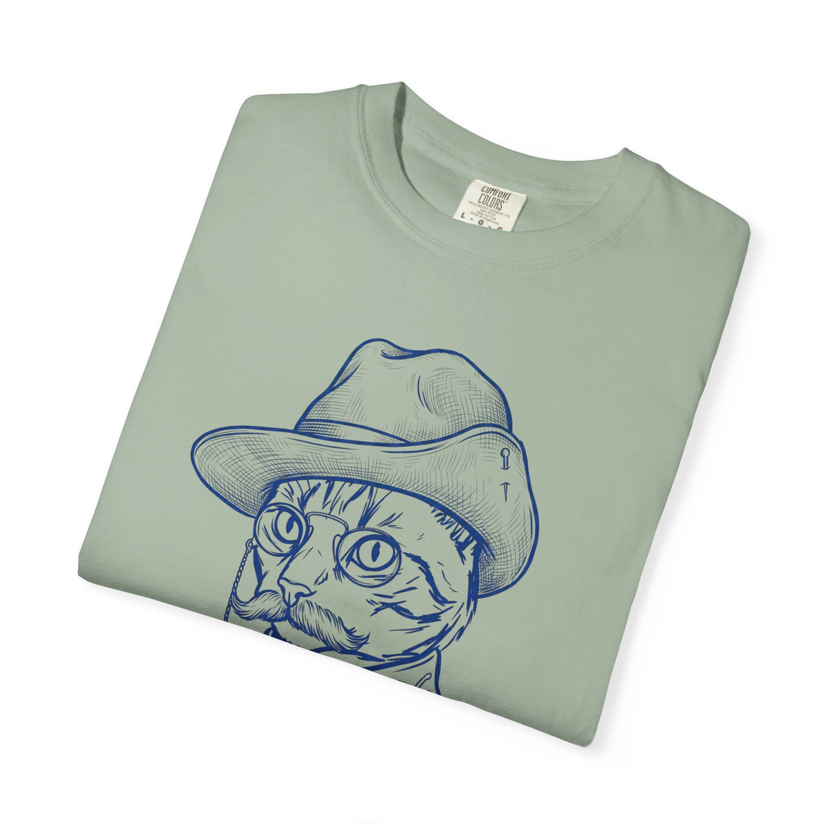 Teddy the Cat T-Shirt — Vintage Line Art Cat as Teddy Roosevelt